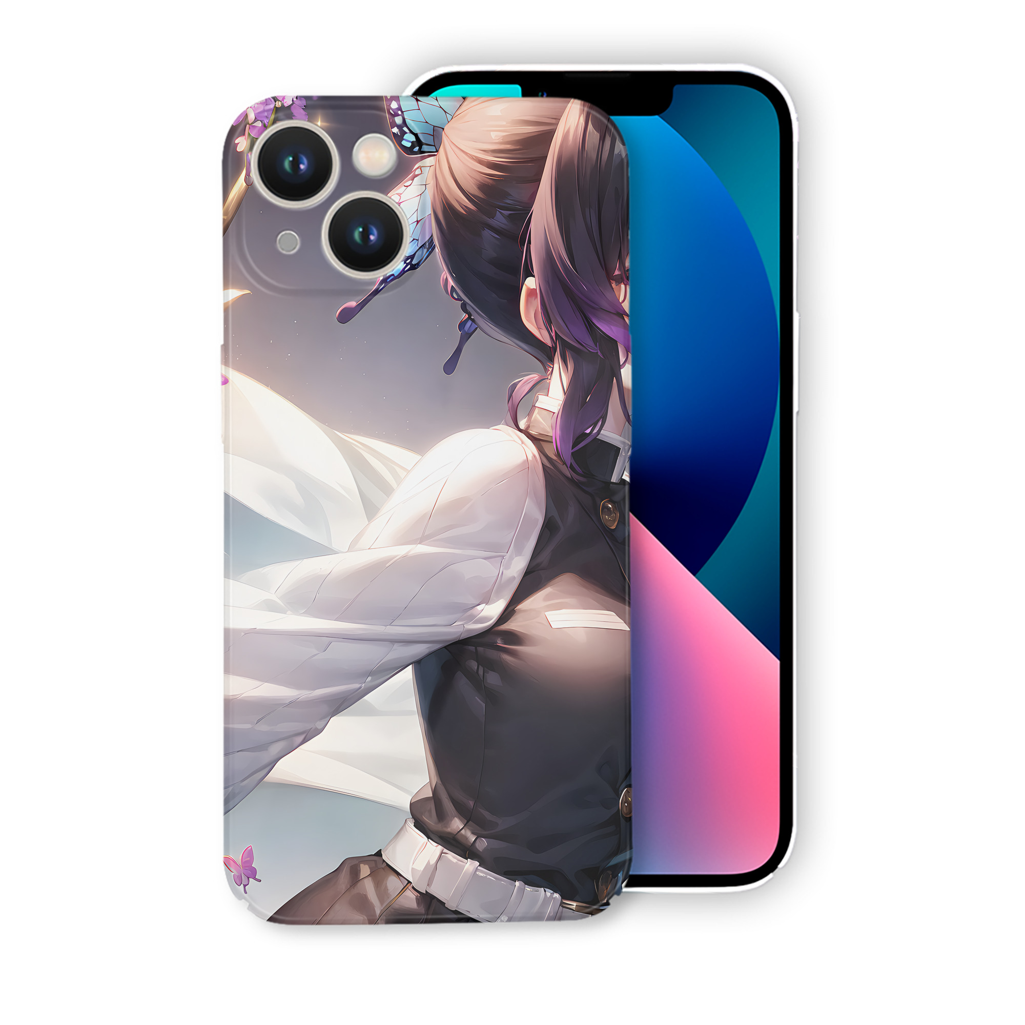 （画像用） 鬼滅の刃（きめつのやいば）蟲柱-胡蝶 しのぶ／こちょう しのぶ Kochou Shinobu 【iPhone 14シリーズ対応】ハードケース